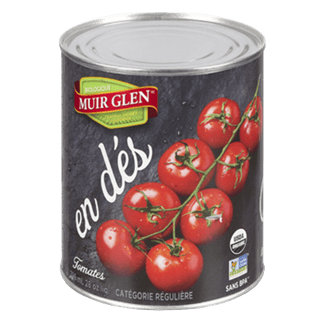 Tomates Muir Glen CA - face avant de la boîte